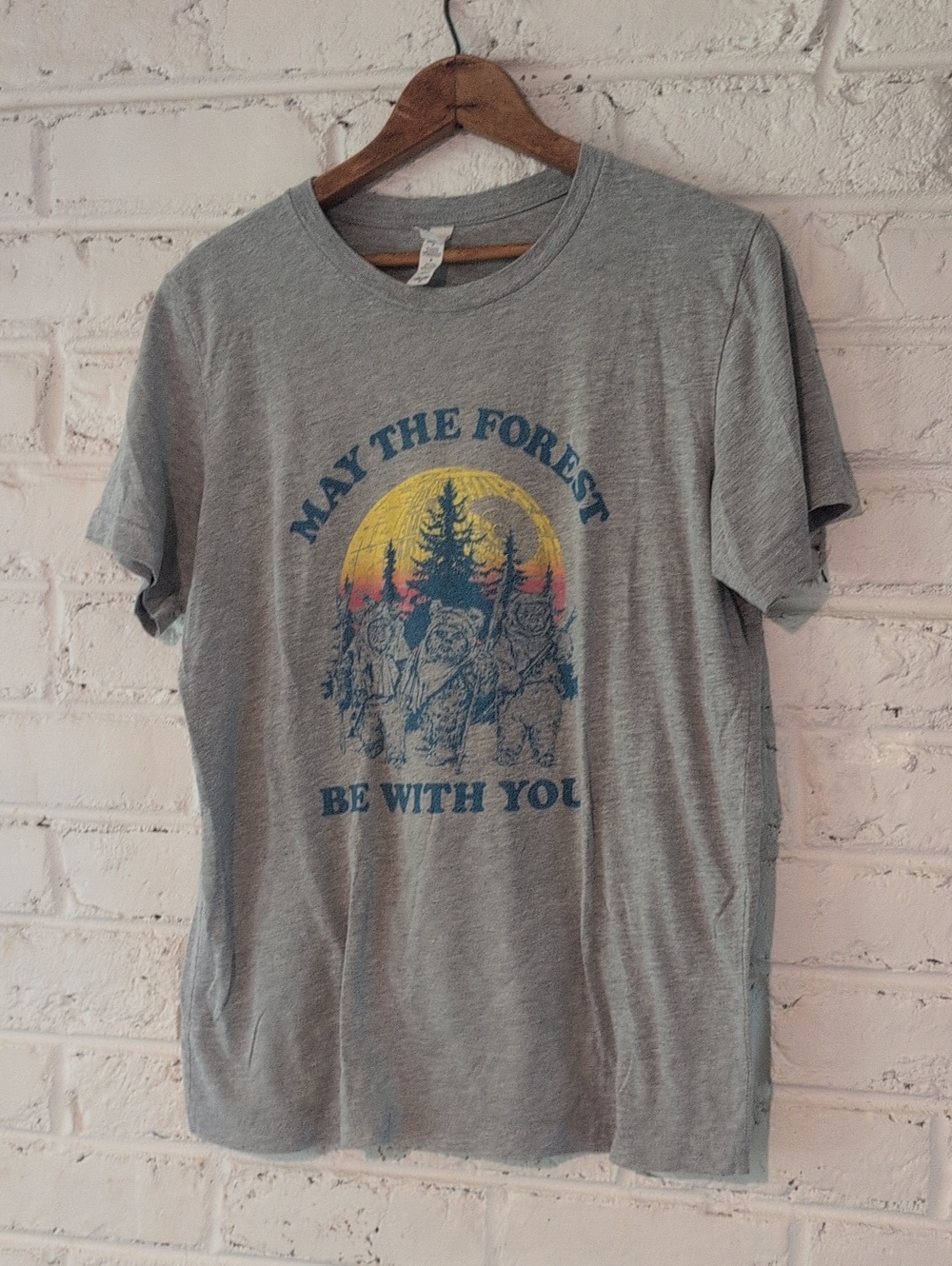 Star Wars Ewok May The Forest Be With You Bella Canvas Grey Short-Sleeve
